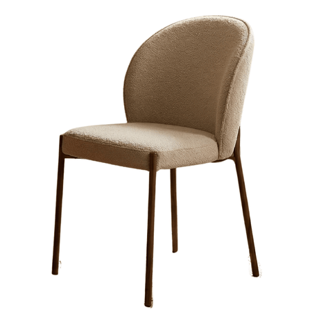 Jiro sand-coloured bouclé dining chair – walnut-effect frame – Japandi