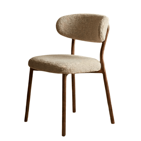 Dining chair bouclé sand Uma - walnut look frame - Japandi