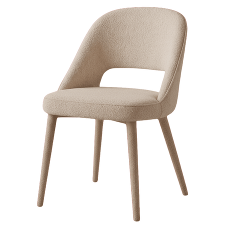 Dining chair sand bouclé Nara - Japandi - fully upholstered