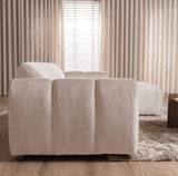 Sofas-Corner sofa with lounge beige velvet textured fabric - stripes - right - Brix-Dimehouse
